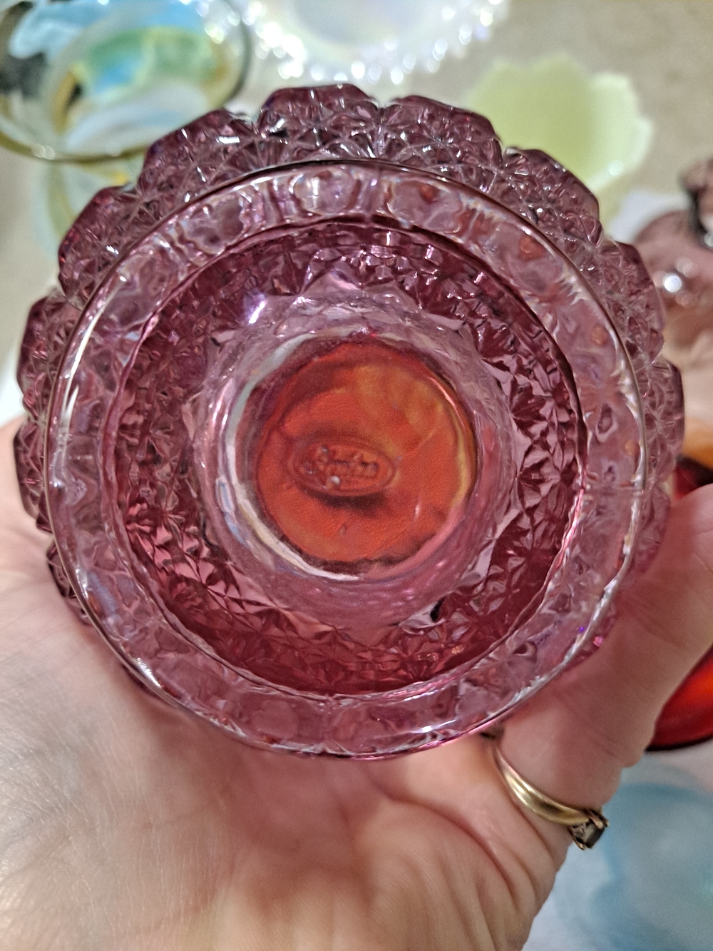 Dusty Rose Glass Ruffled Vase - Picture 3 of 3